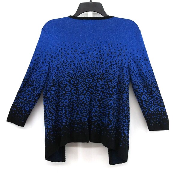 Alfred Dunner Blouse Womens Size S Blue Metallic Sequin Cardigan Layered 2 in 1 - Picture 4 of 7